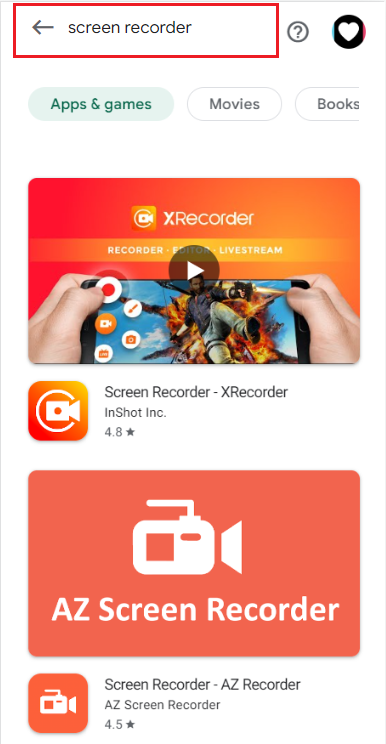 Screen Recorder app for Android