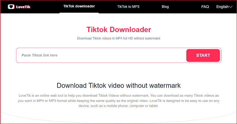 Lovetik- The best tiktok downloader website